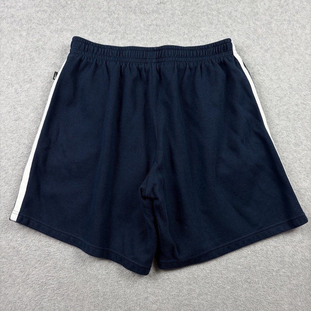 Vintage Nike Shorts Mens Large Navy Blue Ribbed Knit Heavy Cotton Y2K Striped - Picture 5 of 9